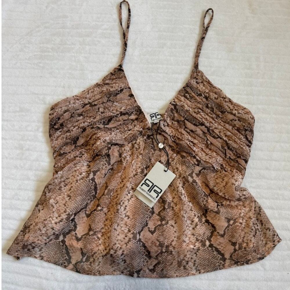 NWT Robert Rodriguez Vickie Python Snakeskin Ruched Cami Top XL